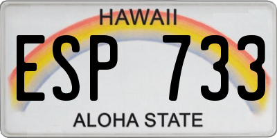 HI license plate ESP733