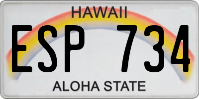 HI license plate ESP734