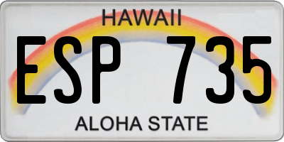 HI license plate ESP735