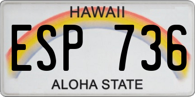HI license plate ESP736
