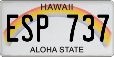 HI license plate ESP737
