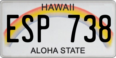 HI license plate ESP738
