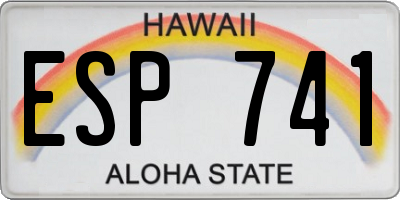 HI license plate ESP741