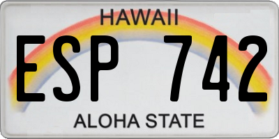 HI license plate ESP742