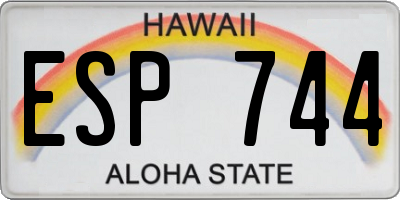HI license plate ESP744