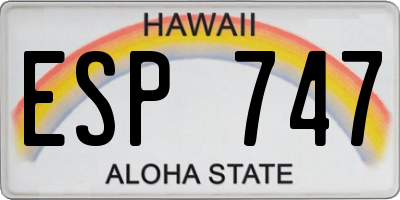 HI license plate ESP747