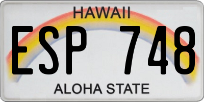 HI license plate ESP748
