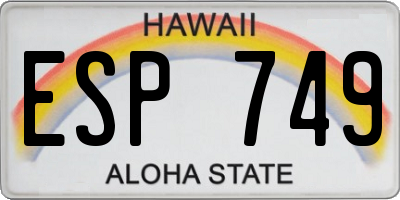 HI license plate ESP749