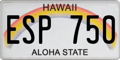 HI license plate ESP750
