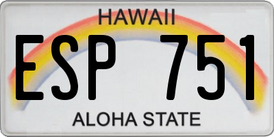 HI license plate ESP751