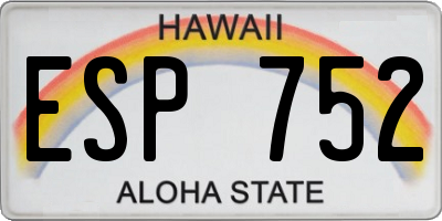HI license plate ESP752
