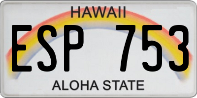 HI license plate ESP753