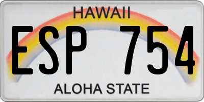 HI license plate ESP754