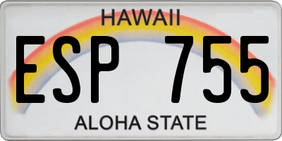 HI license plate ESP755