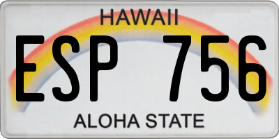HI license plate ESP756