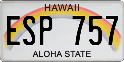 HI license plate ESP757