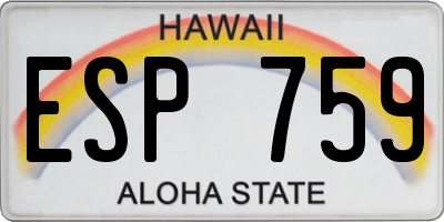 HI license plate ESP759