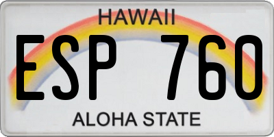 HI license plate ESP760