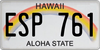 HI license plate ESP761