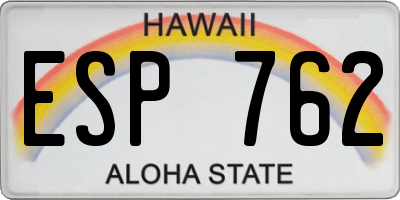 HI license plate ESP762