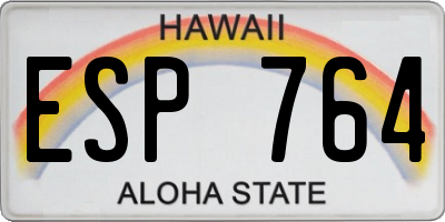 HI license plate ESP764