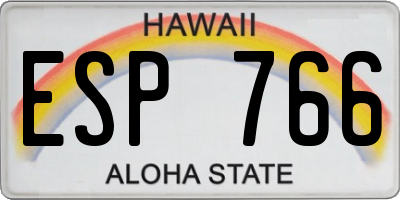 HI license plate ESP766