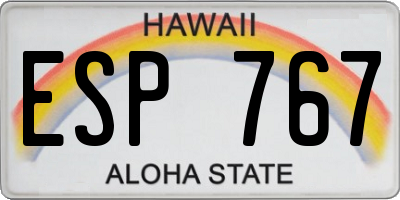 HI license plate ESP767