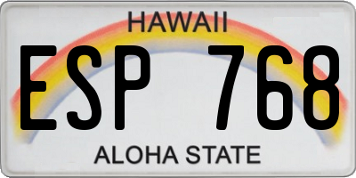HI license plate ESP768