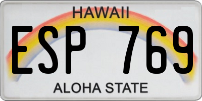 HI license plate ESP769