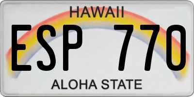 HI license plate ESP770