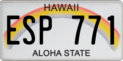 HI license plate ESP771