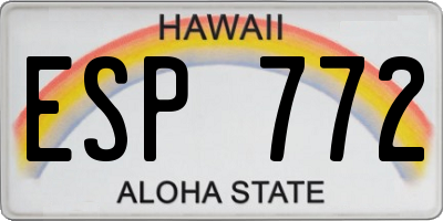HI license plate ESP772