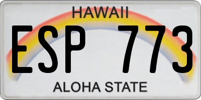 HI license plate ESP773