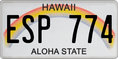 HI license plate ESP774