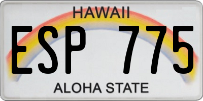 HI license plate ESP775