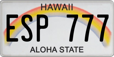 HI license plate ESP777