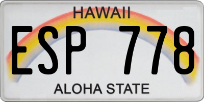 HI license plate ESP778