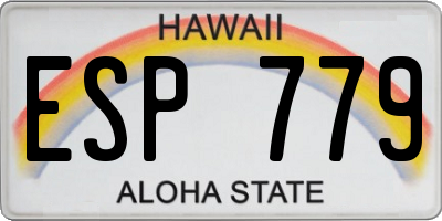 HI license plate ESP779