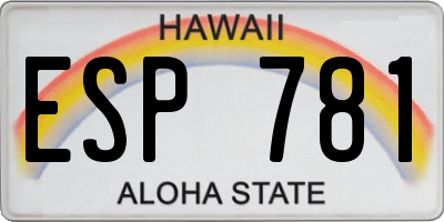 HI license plate ESP781