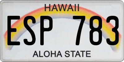 HI license plate ESP783