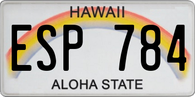 HI license plate ESP784