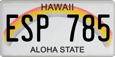 HI license plate ESP785