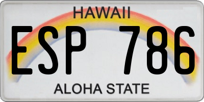 HI license plate ESP786