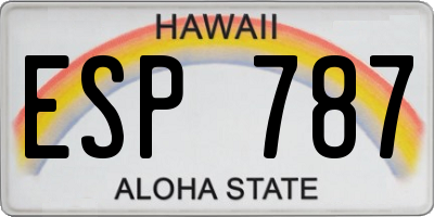 HI license plate ESP787