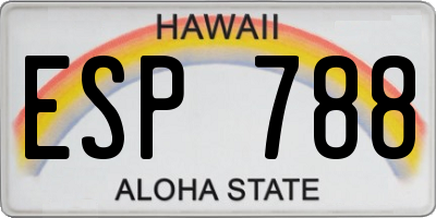 HI license plate ESP788