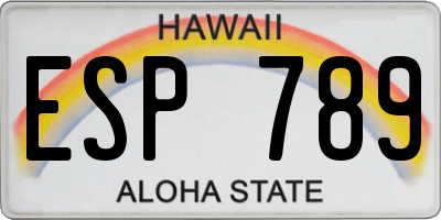 HI license plate ESP789