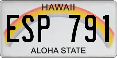 HI license plate ESP791