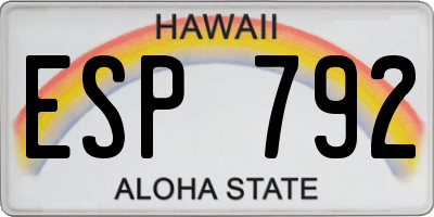 HI license plate ESP792