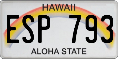 HI license plate ESP793