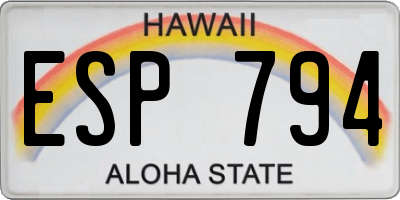 HI license plate ESP794